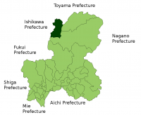 Местоположение Хинамидзавы на карте одной из областей Японии